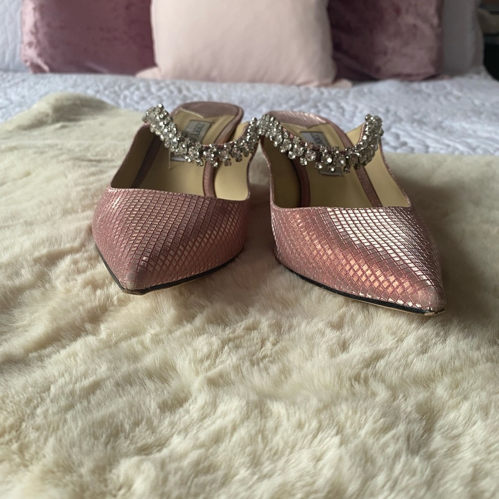 Jimmy Choo Bing 65 Pink Heels with Crystal Strap - Picture 8 of 12
